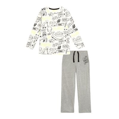 bluezoo Boys' grey doodle print pyjama set
